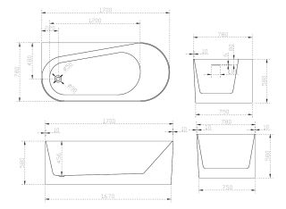Акриловая ванна ABBER 170x80см левая AB9496-1.7 L